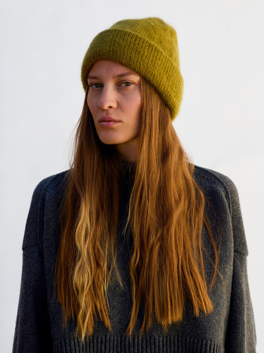 WINTER BEANIE HAT OLIVE GREEN