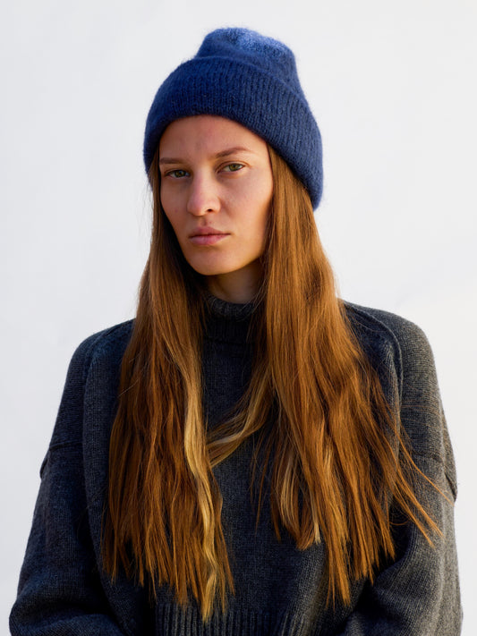 WINTER BEANIE HAT BLUE NAVY