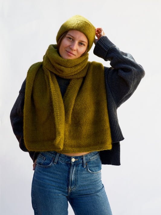 WINTER KIT HAT/SCARF OLIVE GREEN
